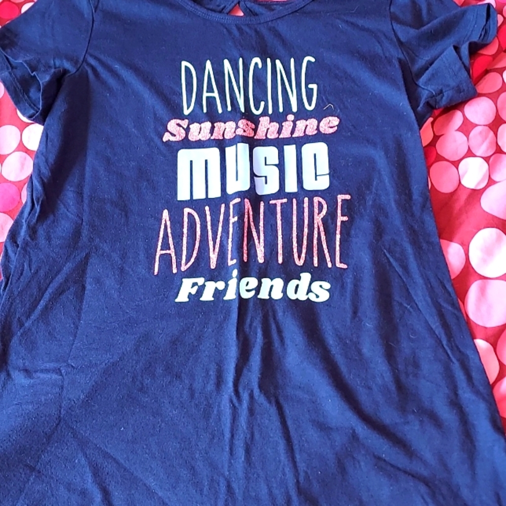 Justice 14/16 Navy Keyhole Neck Tee